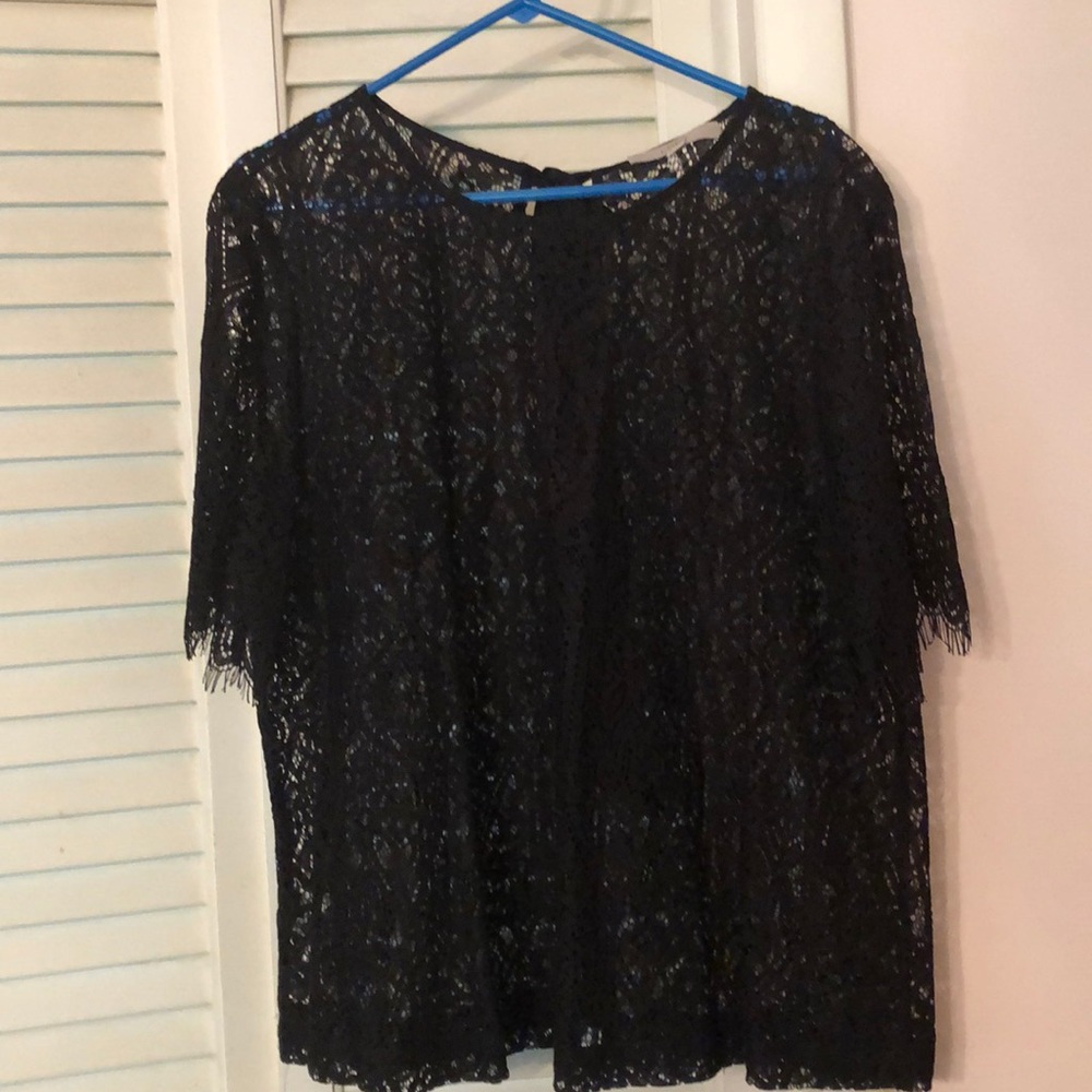 Loft lace tie back shirt